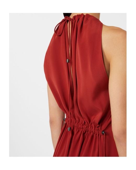 Max Mara Red Satin Halterneck Jumpsuit