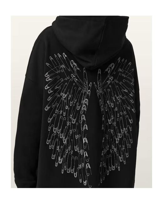 AllSaints Black Organic Cotton Pin-Detail Etienne Hoodie
