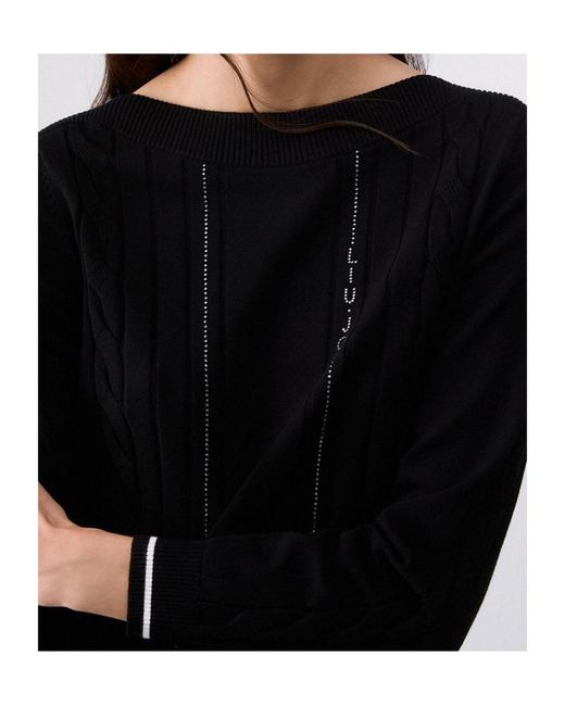 Liu Jo Black Color-Contrast Trim Sweater