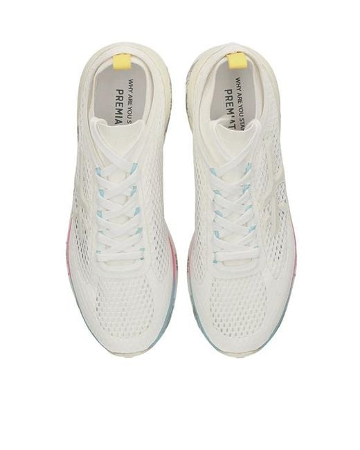 Premiata White Round-Toe Lace-Up Sneakers for men