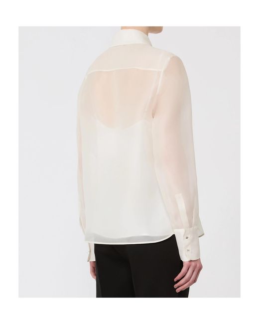 Max Mara White Mseagi Embroidered-Flower Silk Shirt