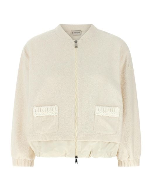 Moncler Natural Boucle Zip-Up Cardigan