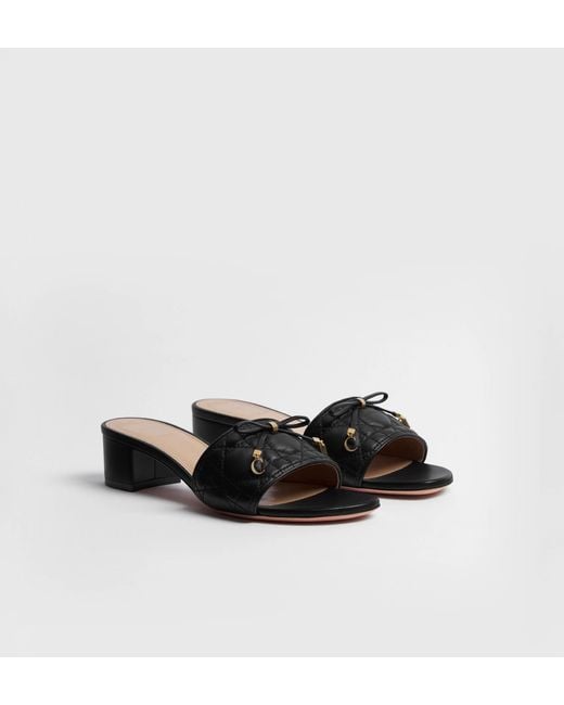 Dior Black Cannage Heeled Slide
