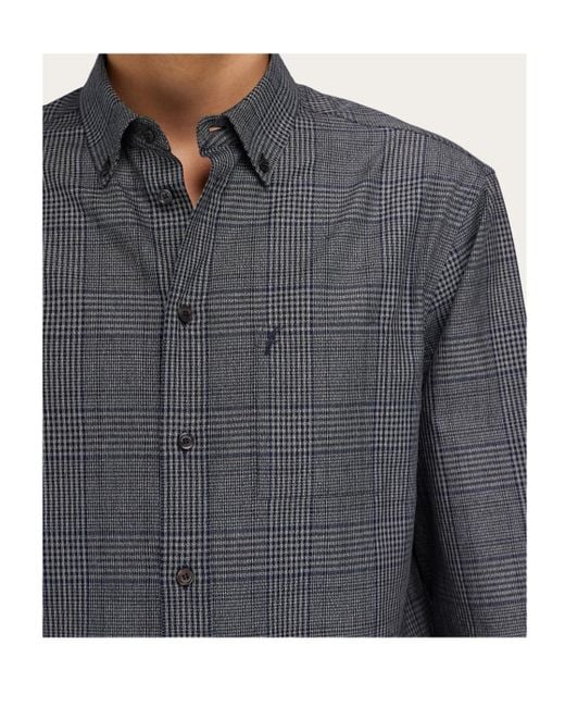Ferragamo Gray Ferragamo Embroidered Checked Oxford Shirt for men
