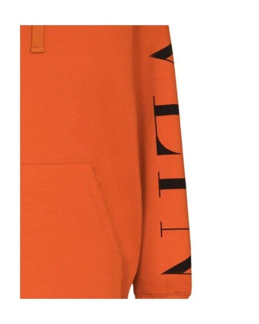 Valentino Orange Logo-Print Long-Sleeve Hoodie