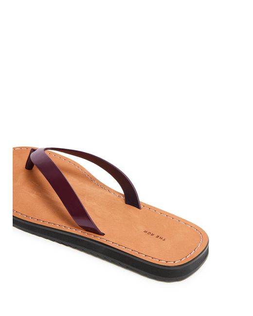 The Row Brown City Leather Thong Sandals