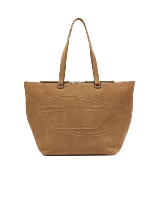 DIESEL Brown 1Dr Dome-Suede Tote With Oval D Logo for men