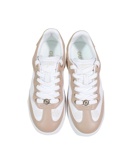 Guess White Perforated Panel Sneakers