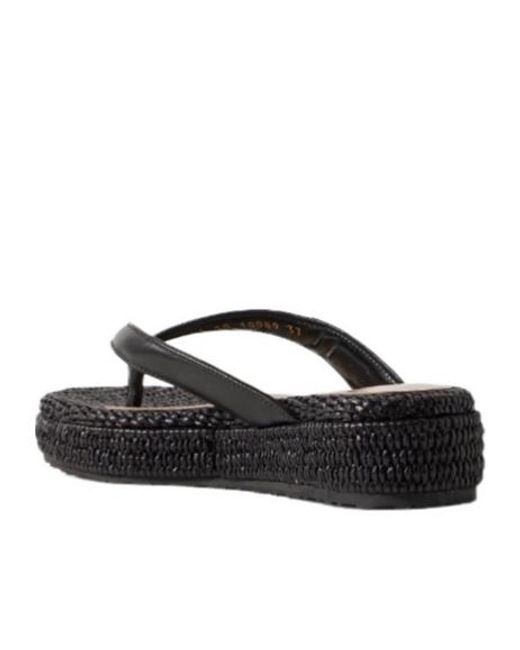 Gianvito Rossi Black Leather Platform Flip Flops