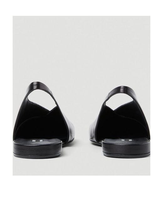 Jil Sander Black Asymmetric-Toe Ballerina Shoes
