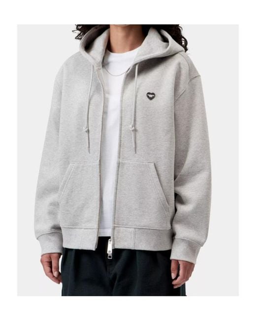 Carhartt Gray Hooded Small Heart Patch Jacket