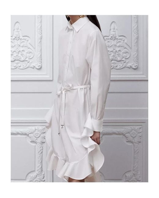 Dior White Iviera Mid-Length Ruffled Dress