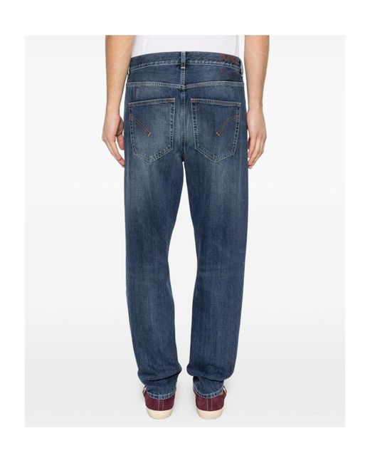 Dondup Blue Cuffed Straight-Leg Jeans for men