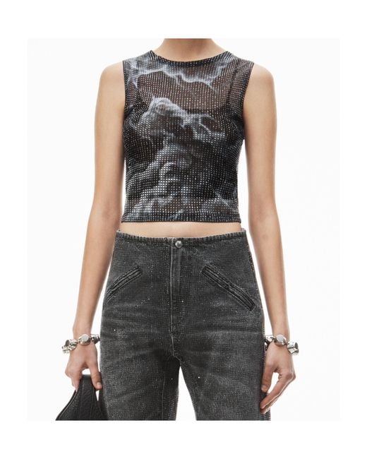 Alexander Wang Green Cloud-Printed Tank Top