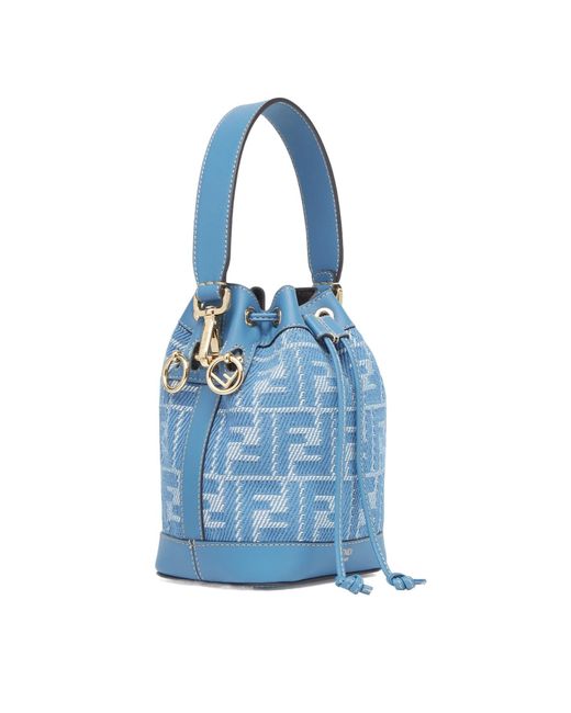 Fendi Blue Mon Tresor Ff Jacquard Mini Bucket Bag