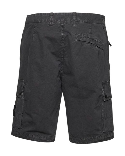 Stone Island Gray Compass Patch Cargo Shorts for men