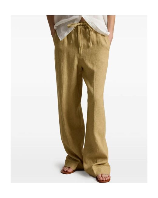 Polo Ralph Lauren Natural Drawstring Wide-Leg Pants