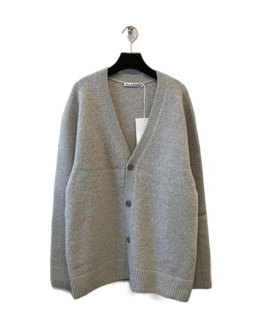 Acne Gray Long-Sleeved Wool Cardigan for men