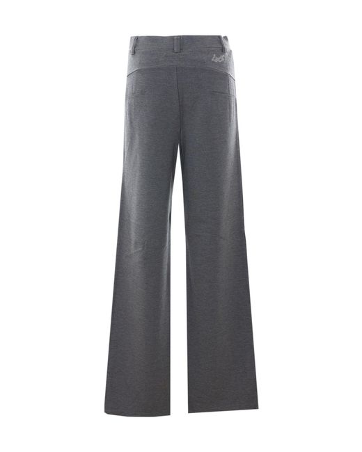 Liu Jo Blue Rhinestone Logo Wide-Leg Pants
