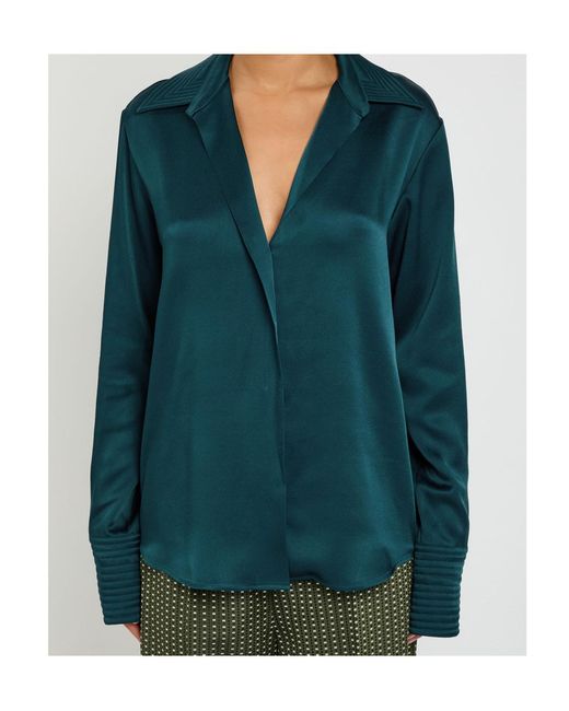 Dries Van Noten Green Celinta Satin Shirt