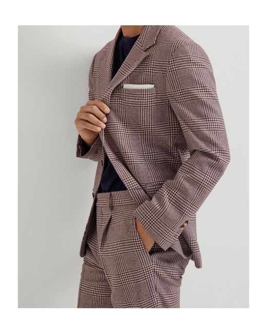 Brunello Cucinelli Brown Checked-Pattern Blazer for men
