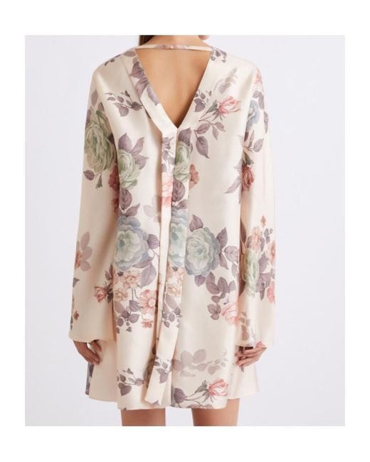 Marella Natural Flared Silk Twill Dress