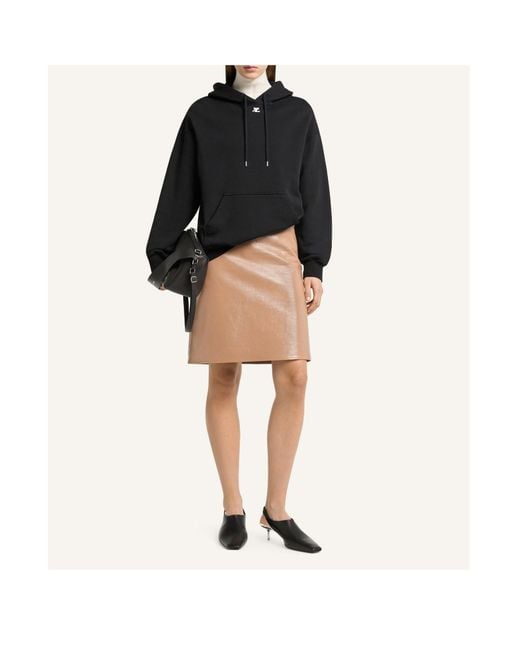 Courreges Black Logo-Patch Cotton Hoodie
