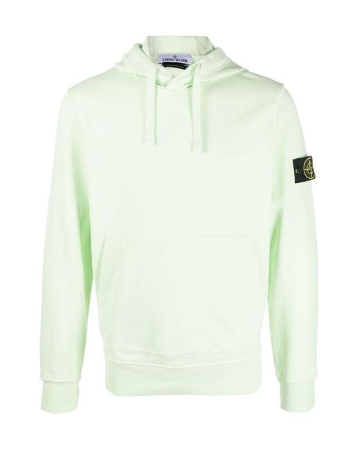 Stone Island Green Compass-Logo Cotton Hoodie for men