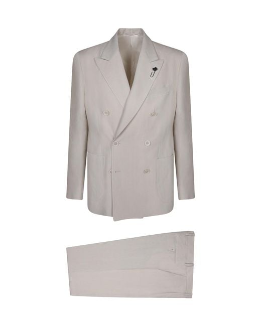 Lardini Gray Double-Breasted Tailored Suit for men