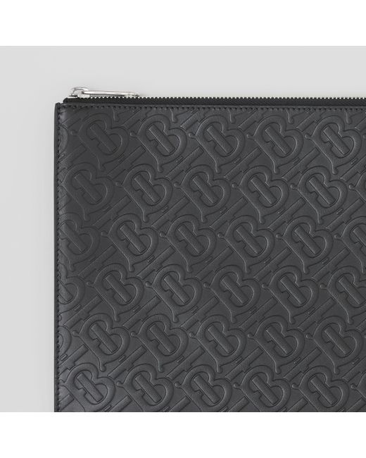Burberry Black Classic Logo Zipper Clutch for men