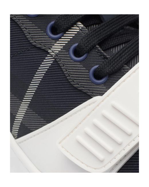 Burberry Black Checked Lace-Up Sneakers for men