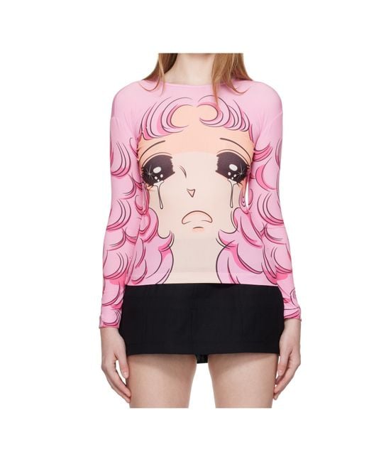 Pushbutton Pink Sleeve Crying Girl Long-Sleeve T-Shirt