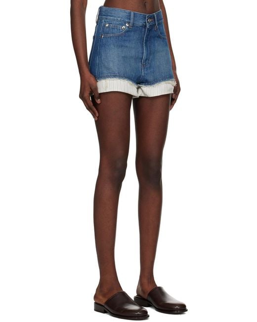 A.P.C. Blue Layered Mid-Rise Denim Shorts