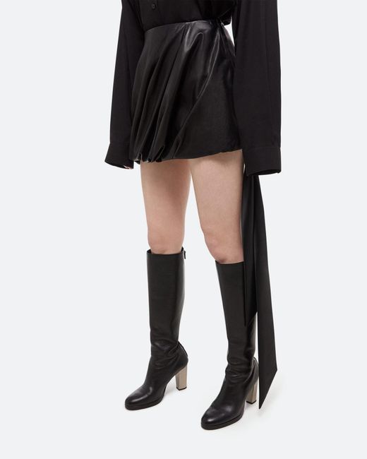 Helmut Lang Black Bubble Leather Miniskirt