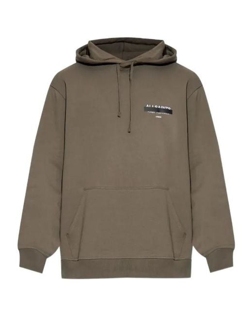 AllSaints Green Solid Color Hooded Sweater for men