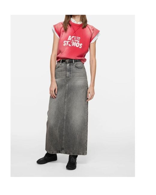 Acne Pink Logo Detailed Short Sleeved Vest