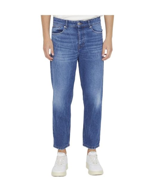 AMI Blue Logo Patch Straight-Leg Jeans for men
