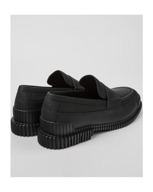 Camper Black Pix Leather Loafers for men