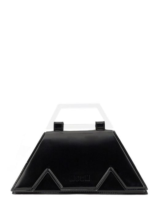 MSGM Black Debossed-Logo Hand Bag