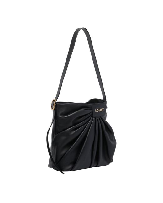 Loewe Black Logo Platch Draped Shoulder Bag