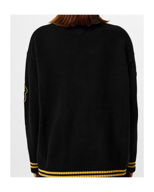 Prada Black Cashmere Varsity Cardigan