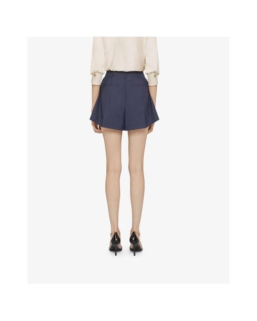 Givenchy Blue Wool High-Rise Tailored Shorts