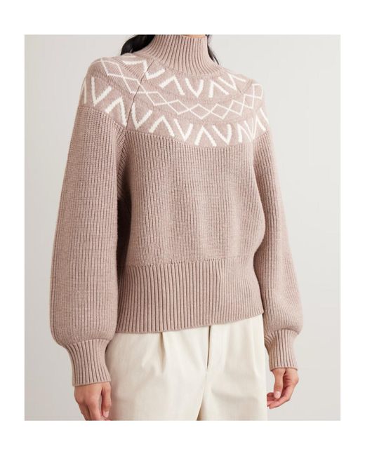Varley Pink Marcie Fair Isle Knitted Sweater