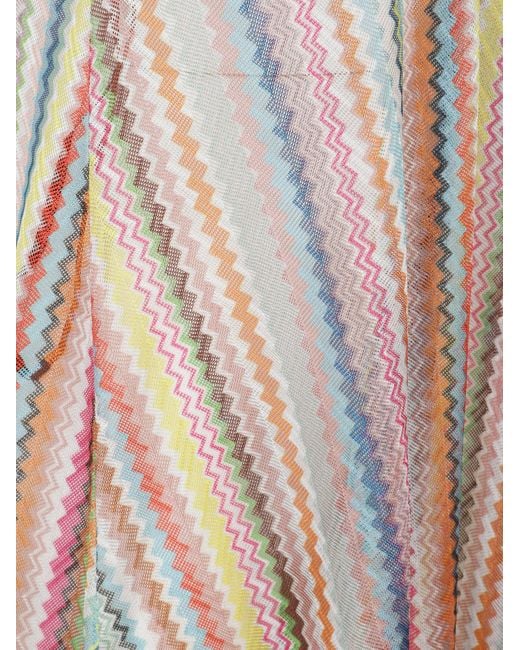Missoni Natural V-Neck Zig-Zag-Pattern Dress