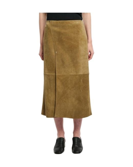 Studio Nicholson Green Suede Skirt