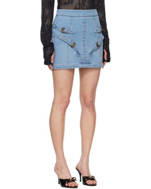 Versace Blue Jeans Couture Buckle Detail Mini Skirt