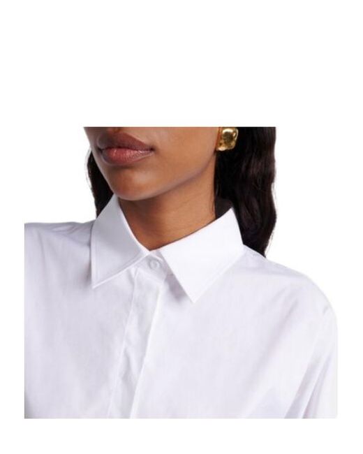 Max Mara White Solid-Color Long-Sleeved Shirt