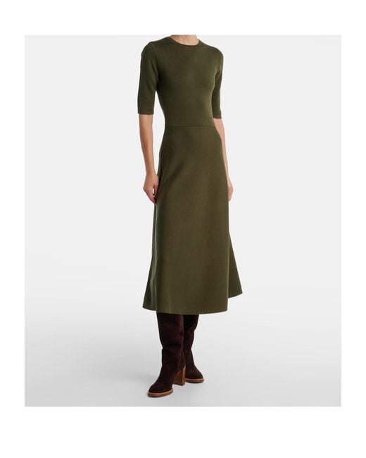 Gabriela Hearst Green Wool, Cashmere, And Silk Midi Dress