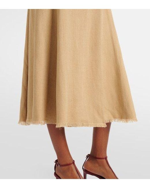 Ralph Lauren Natural Silk And Linen Midi Dress