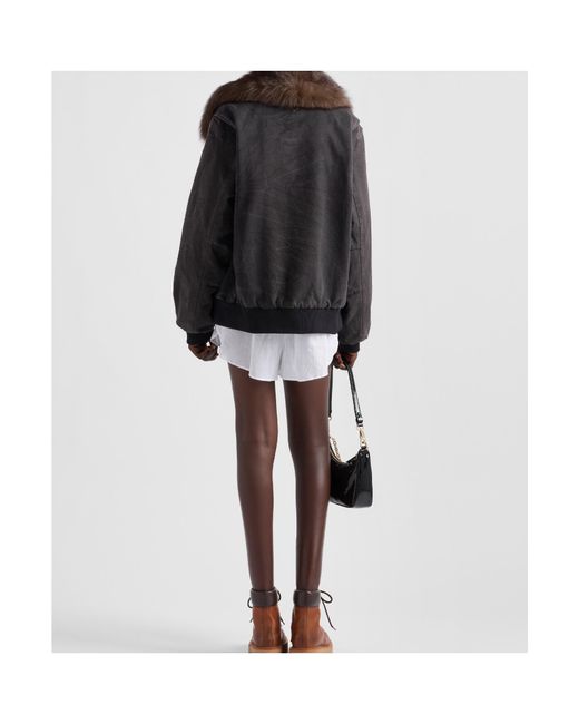Prada Black Fur-Collar Blouson Jacket